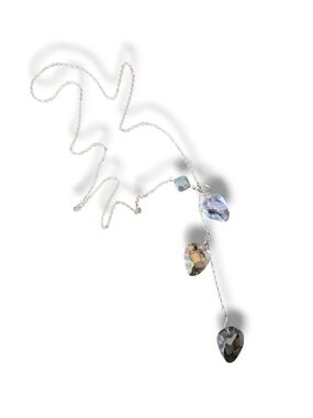 Helen Wang Artisan Sterling Silver Teardrop Crystal Lariat Necklace